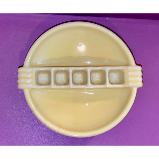 Vintage Yellow Art Deco Ceramic Cigarette Ashtray MCM For Sale - Image 4 of 6