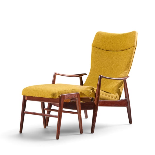 Mid-Century Modern Madsen & Schubell Ms20 Mid Century Danish Teak Reclining Lounge Chair and Ottoman For Sale - Image 3 of 11