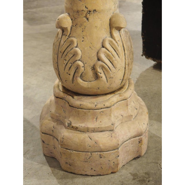 A Carved Italian Giallo Reale Rosato Marble Stoup For Sale - Image 9 of 12