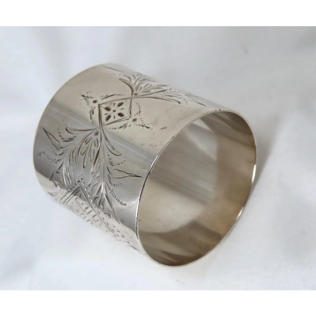 Metal Large Antique American Victorian Engraved "Ellen" Sterling Silver Napkin Ring For Sale - Image 7 of 13