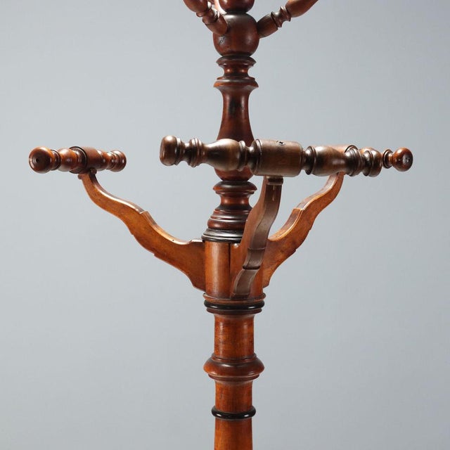 Walnut-Stained Lime Wood Coat Rack, Italy, Late 19th Century For Sale - Image 4 of 7