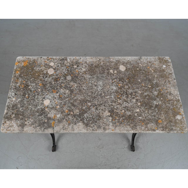 Metal 19th Century French Cast Iron Marble Top Bistro Table For Sale - Image 7 of 10