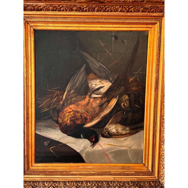 European Artist, Game Birds Still Life, Oil on Canvas For Sale - Image 10 of 12