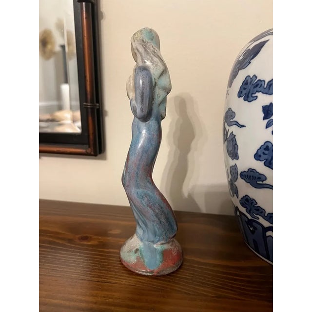 Michael Andersen & Son Rare Vintage Michael Andersen Denmark Pottery Lady Figurine With Persia Glaze For Sale - Image 4 of 10