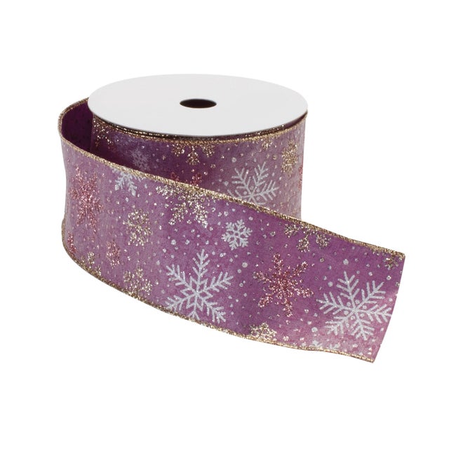 Add a magical winter sparkle to your seasonal crafts and decor with this Mauve and Glitter Snowflake Wired Ribbon....
