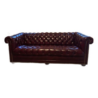 Vintage Chesterfield Style Leather Sofa by Hancock and Moore For Sale
