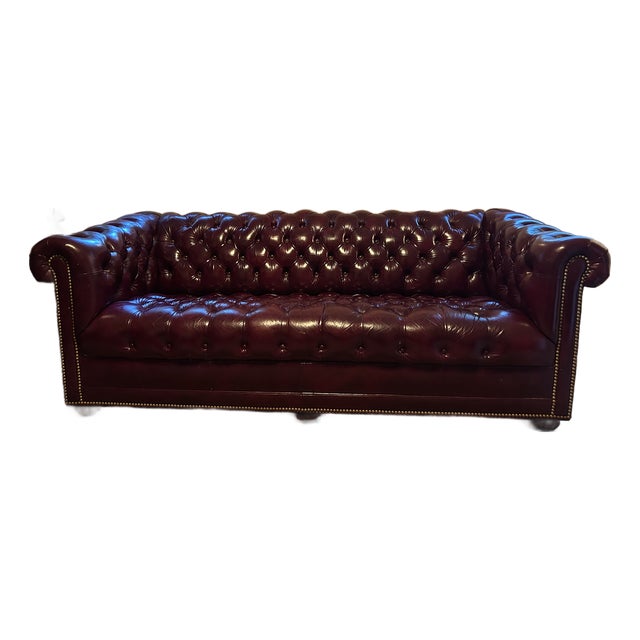 Vintage Chesterfield Style Leather Sofa by Hancock and Moore For Sale