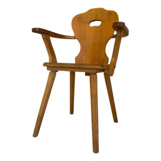 Rustic Farmhouse Armchair in Wood For Sale