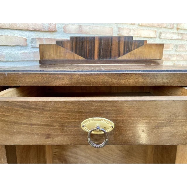 Art Deco Walnut Slab Side Cabinets or Nightstands with Carved Base, 1930s, Set of 2 For Sale - Image 15 of 16