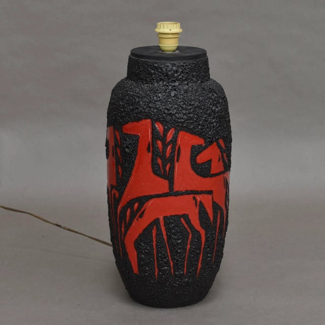 Black Vintage German Ceramic Floor Lamp from Scheurich, 1970s For Sale - Image 8 of 18