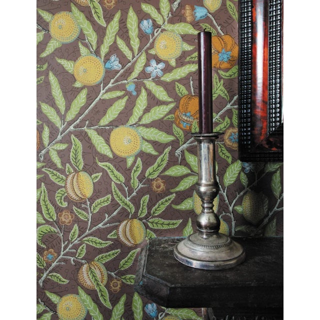 English Morris & Co Fruit Wallpaper in Chocolate - a Sample For Sale - Image 3 of 3