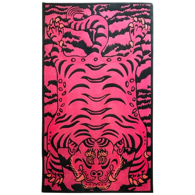 Hot Pink New Tibetan Rug Carlo Rampazzi For Sale - Image 8 of 8
