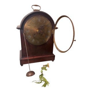 Antique 15" Mahogany Bracket Clock Brass Dial Marked Hare Baltimore For Sale