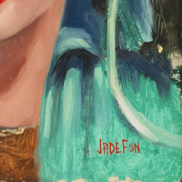 Signed lower right, 'Jade Fon' for Jade Fon Woo (American, 1911-1983) and painted circa 1955. A charming and character-...