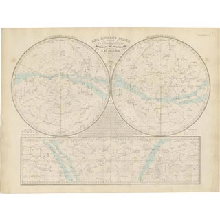 Antique Celestial Star Map of Northern and Southern Hemispheres, 1860 For Sale