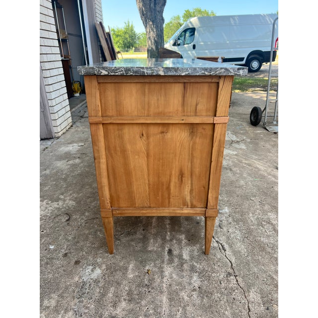 French 19th Century Louis XVI Bleached Chestnut Marble Top Commode For Sale - Image 10 of 12