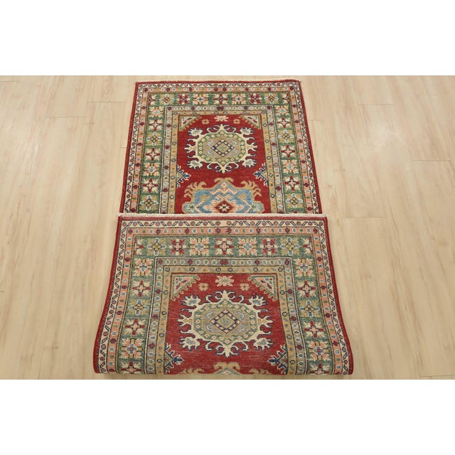 Kazak Runner 2’8” X 6’6” Red Wool Tribal Hand-Knotted Oriental Rug For Sale - Image 11 of 12