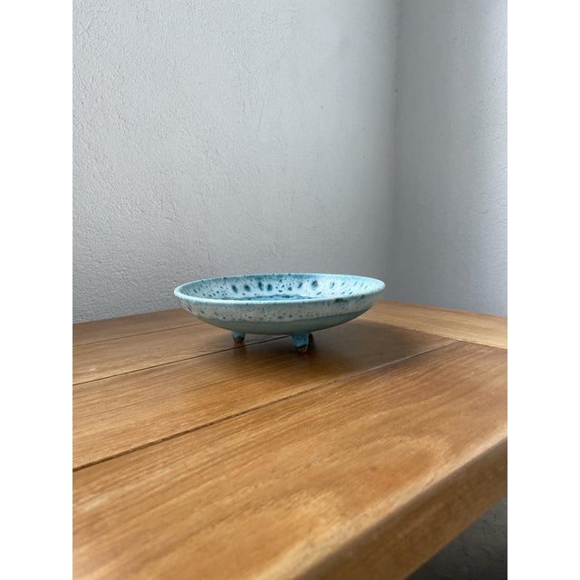 Blue Enameled Tripod Plate Dish, 1950s For Sale - Image 9 of 18