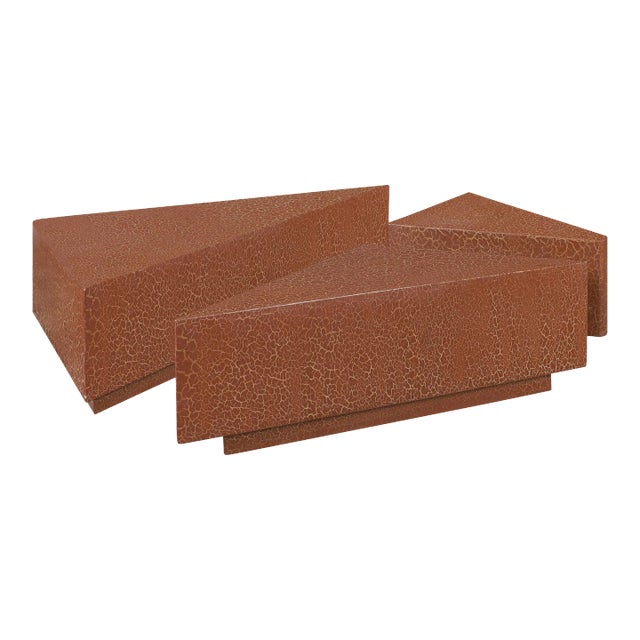 Vintage Hand-Painted Craquelure Geometric Coffee Table, 1970s For Sale