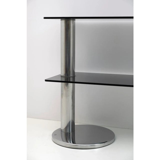 Modern Italian Chromed Steel and Smoked Glass Console, 1970s For Sale - Image 10 of 12