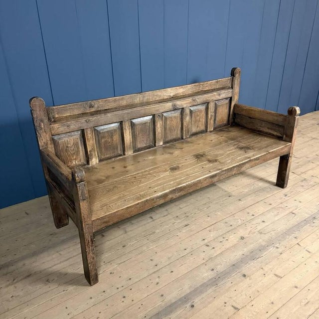 Brown Antique Spanish Wooden Bench, 19th Century For Sale - Image 8 of 18