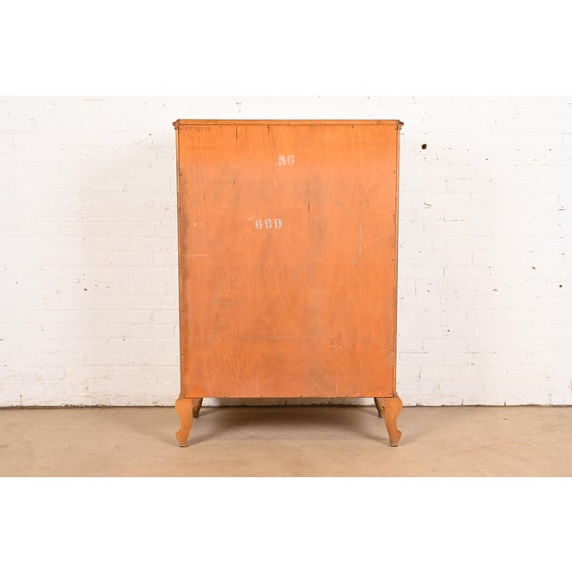 Romweber Style French Provincial Louis XV Flame Mahogany and Parcel Painted Dresser, Circa 1920s For Sale - Image 11 of 12