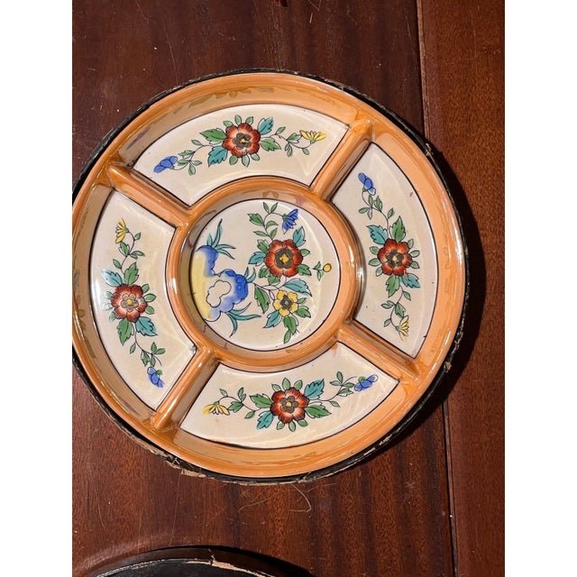 Vintage Takito TT Japan Porcelain Divided Serving Tray Lacquer Box 10.5" For Sale - Image 4 of 6