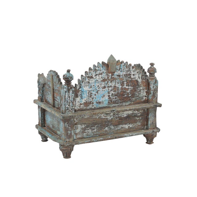 Indian Vintage Indian Painted Teakwood Small Temple For Sale - Image 3 of 3