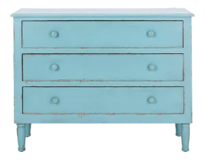 Three Drawer Storage Chest in Distressed Blue