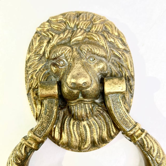 Antique Lion Head Brass Door Knocker For Sale - Image 11 of 11