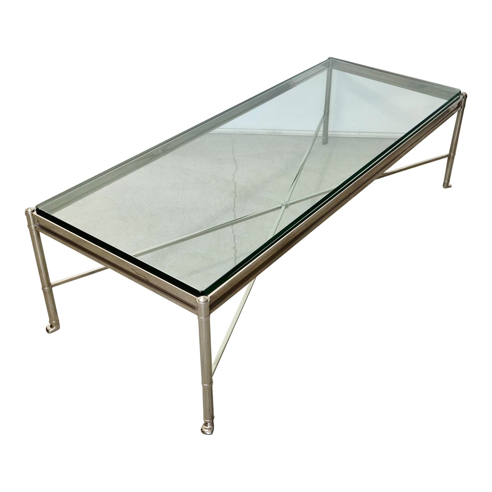 Nickel and Beveled Glass Coffee Table Chairish