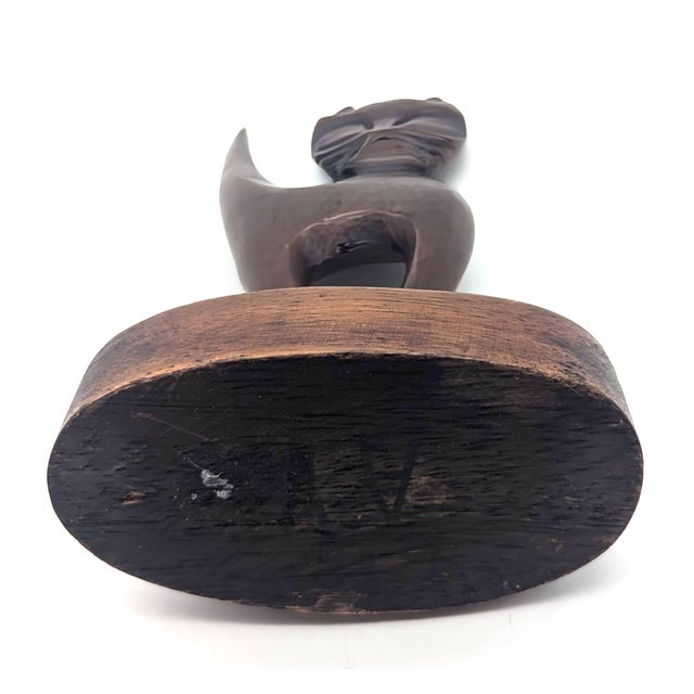 Mid 20th Century Wood Carved Cat Figurine For Sale - Image 9 of 9