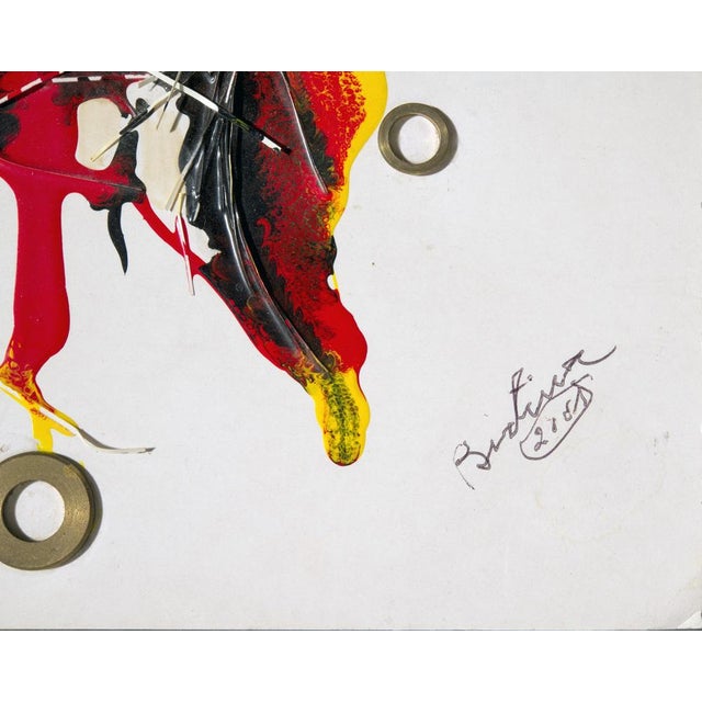 Bertina Lopes (Mama B) painting on cardboard entitled ‘Life has many paths, but do you know yours?’. Bottom right is the...