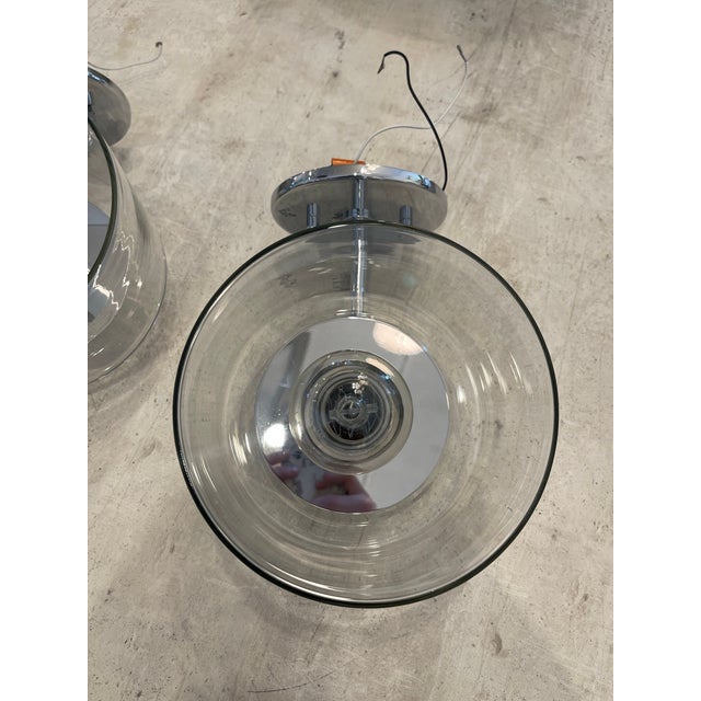 Pair of Glass & Chrome Wall Sconces For Sale - Image 4 of 7