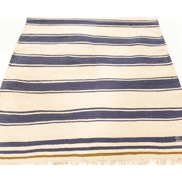 Mid-Century Modern Doris Leslie Blau Vintage Indian Dhurrie Striped Rug For Sale - Image 3 of 11