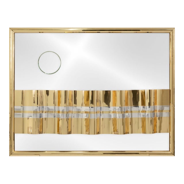 Mixed Silver and Gold Metal Mirrored Hanging Wall Sculpture For Sale