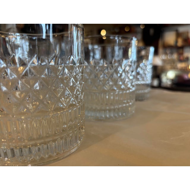 1970s Pressed Glass Lowball or Rocks Barware Glasses - Set of 6 For Sale In Saint Louis - Image 6 of 6