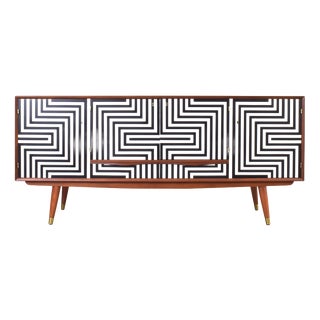 Mid-Century Modern Op-Art Hand-Painted Sideboard from Sven Andersen Møbelfabrik, 1960s For Sale