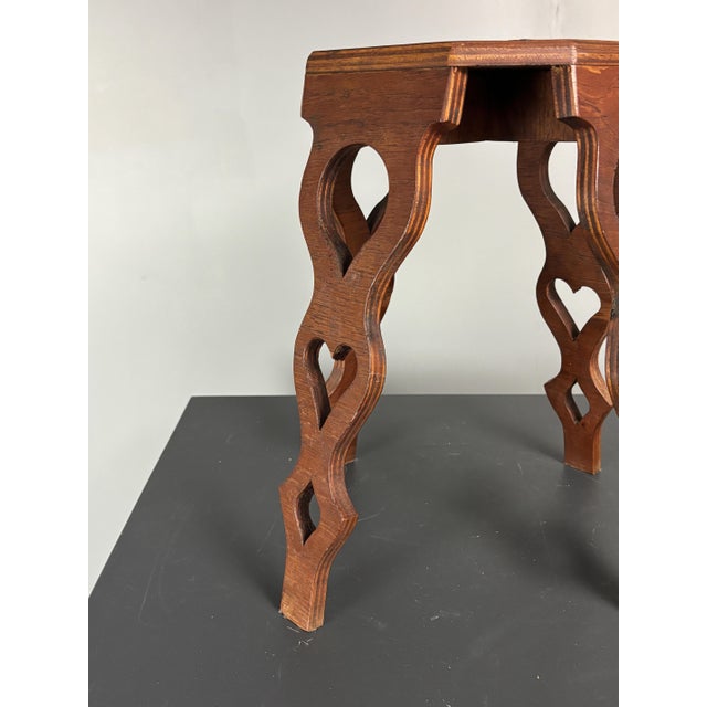 Maroon Mid-Century Modern French Artisanal Octagonal Hand Crafted Stool, 1950s For Sale - Image 8 of 12