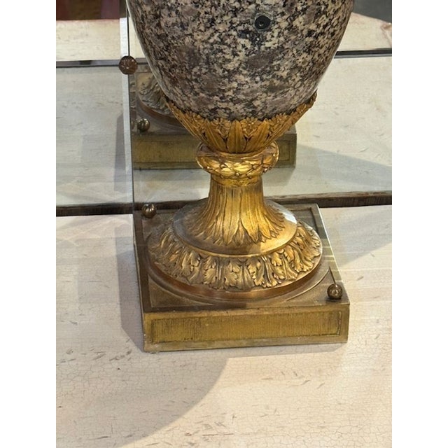 Pair of 19th C. French Marble and Bronze Urns For Sale - Image 4 of 7