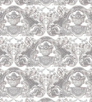Nicolette Mayer through The House of Scalamandre William & Mary Wallcovering, French Gray