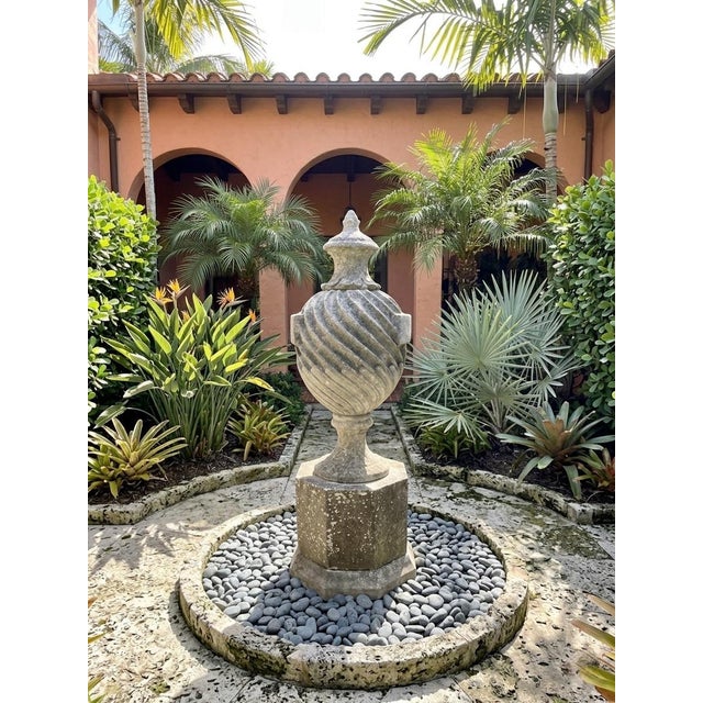 Classic Cast Stone Spiral Urn Finial For Sale - Image 11 of 12