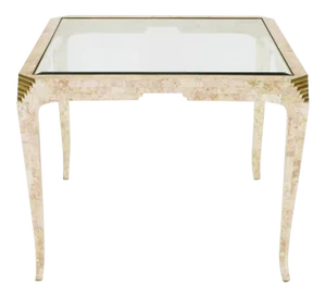 Casa Bique Tessellated Coral and Brass Game Table