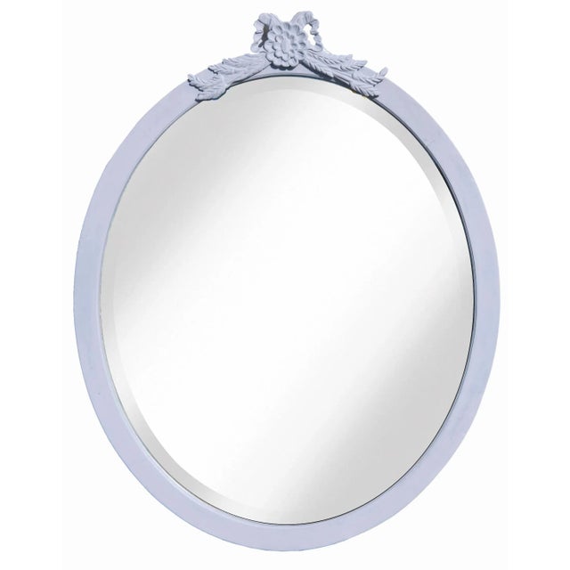 Early 20th Century Hand Carved & Hand-Cut Large Oval Lilac Bevelled Mirror For Sale In Los Angeles - Image 6 of 6