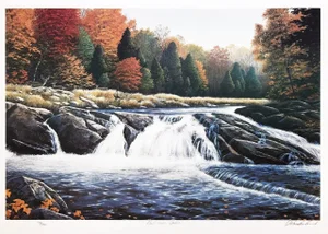 Jake Vandenbrink Gull River Falls Lithograph on Paper