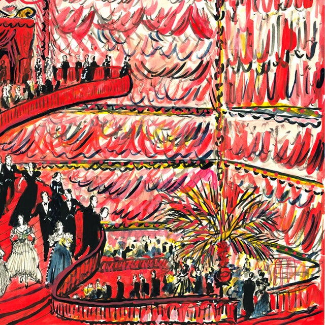 2020s Red Stairs at the Opera Original Contemporary Figurative Watercolor by Pauline De Roussy De Sales For Sale - Image 5 of 7