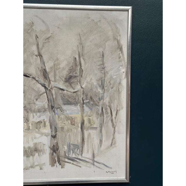 Modern Kj. Shemlot, Winter Trees, 1980, Oil Painting on Canvas, Framed For Sale - Image 3 of 14