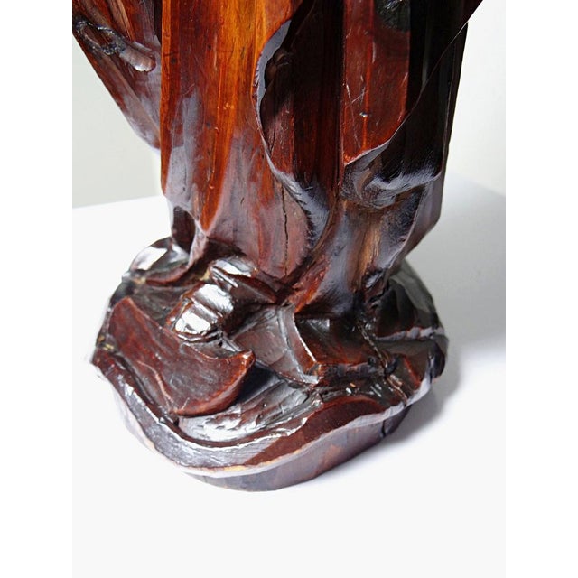 Vintage Religious Sculpture of the Virgin Mary in Carved Wood, 1920s For Sale - Image 14 of 16
