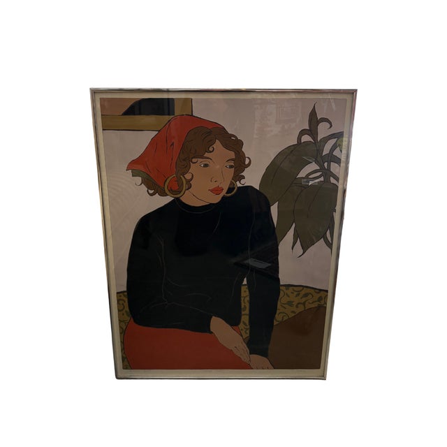 Mid-Century Modern 1980s Tracy Sabin “Orange Scarf” – Artist’s Proof, Framed For Sale - Image 3 of 7