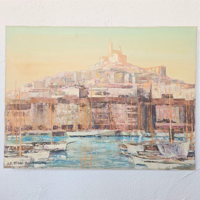 Otto Stawi, View of Marseille, 1980, Oil on Canvas For Sale - Image 6 of 6